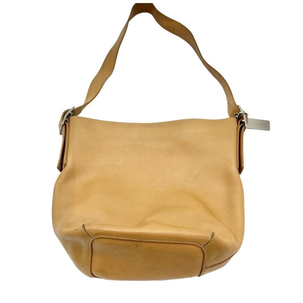 Coach Bucket Purse 11 x 10 x 3.5 Camel Leather Zip Closure Adjustable Strap